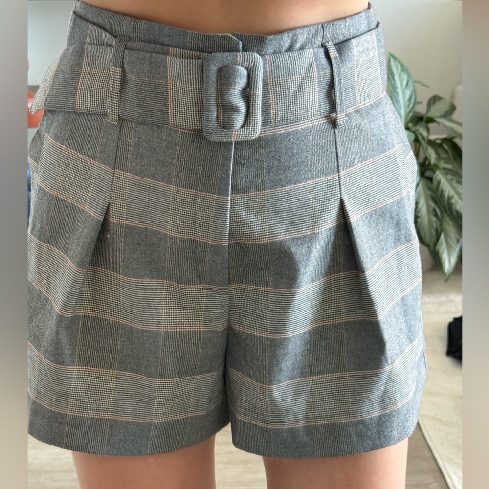 Zara Gray Checkered Shorts